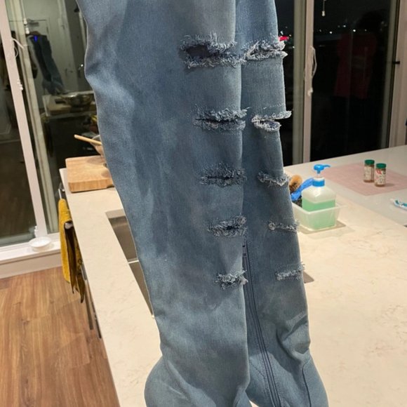 Brand new, Thigh high, Denim boots, size 8 - Picture 3 of 5